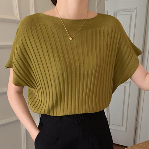 TDN-0062  캐주얼 가오리 스트라이프 니트 반팔